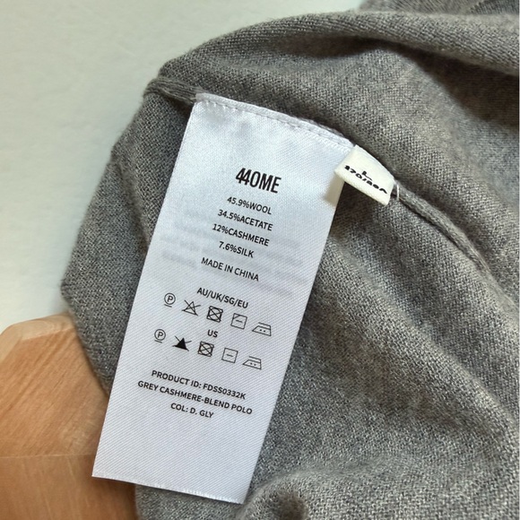 440ME Grey Essential Cashmere Silk Polo — Large $200USD - Picture 6 of 7